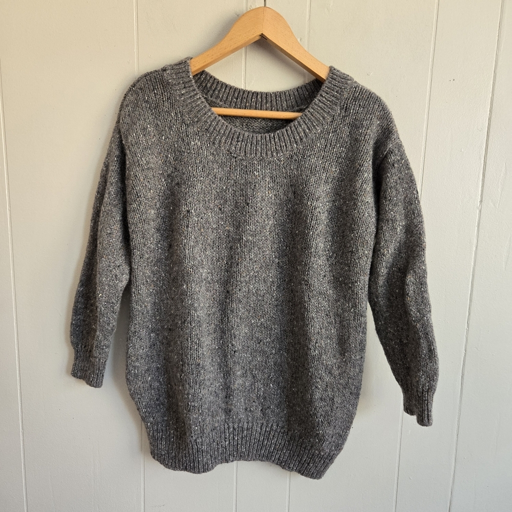 Vince scoop neck sweater wool mohair blend pockets gray tweed size XS